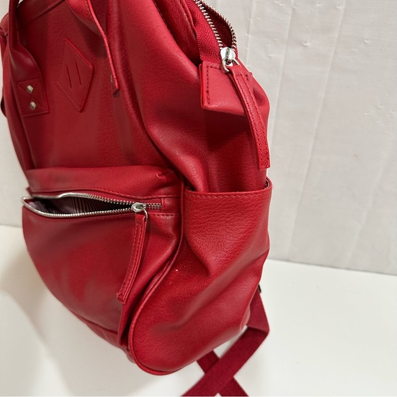 Women’s Red Leather Backpack & Floral Wallet - Picture 6 of 9